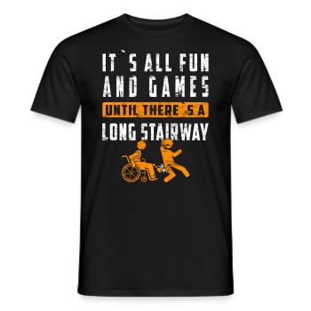 Rollstuhl Für Beinamputierte Prothesen - Männer T-Shirt - Schwarz - Vorne - AI Model Male 178 light (178cm)
