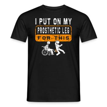 Rollstuhl Für Beinamputierte Prothesen - Männer T-Shirt - Schwarz - Vorne - AI Model Male 178 light (178cm)