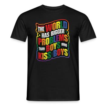 Bigger problems than guys kissing boys - Men's T-Shirt - black - Front - AI Model Male 178 light (178cm)