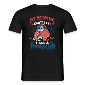 Penguins can't fly - Men's T-Shirt - black - Front - AI Model Male 178 light (178cm)