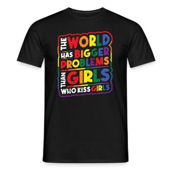 Des problèmes plus graves que les filles, les filles homosexuelles - T-shirt homme - noir - Devant - AI Model Male 178 light (178cm)