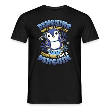 Penguins can't fly - Men's T-Shirt - black - Front - AI Model Male 178 light (178cm)