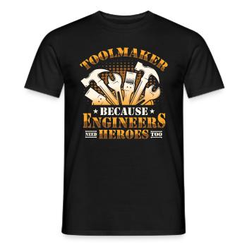 Les outilleurs et les ingénieurs ont aussi besoin de héros - T-shirt homme - noir - Devant - AI Model Male 178 light (178cm)