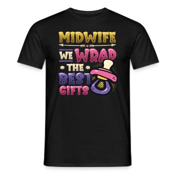 Hebamme Wir Verpacken Die Besten Geschenke - Männer T-Shirt - Schwarz - Vorne - AI Model Male 178 light (178cm)