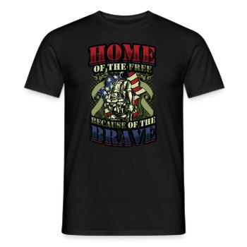 Home Of The Free Because Of The Brave Patriotic. - Men's T-Shirt - black - Front - AI Model Male 178 light (178cm)