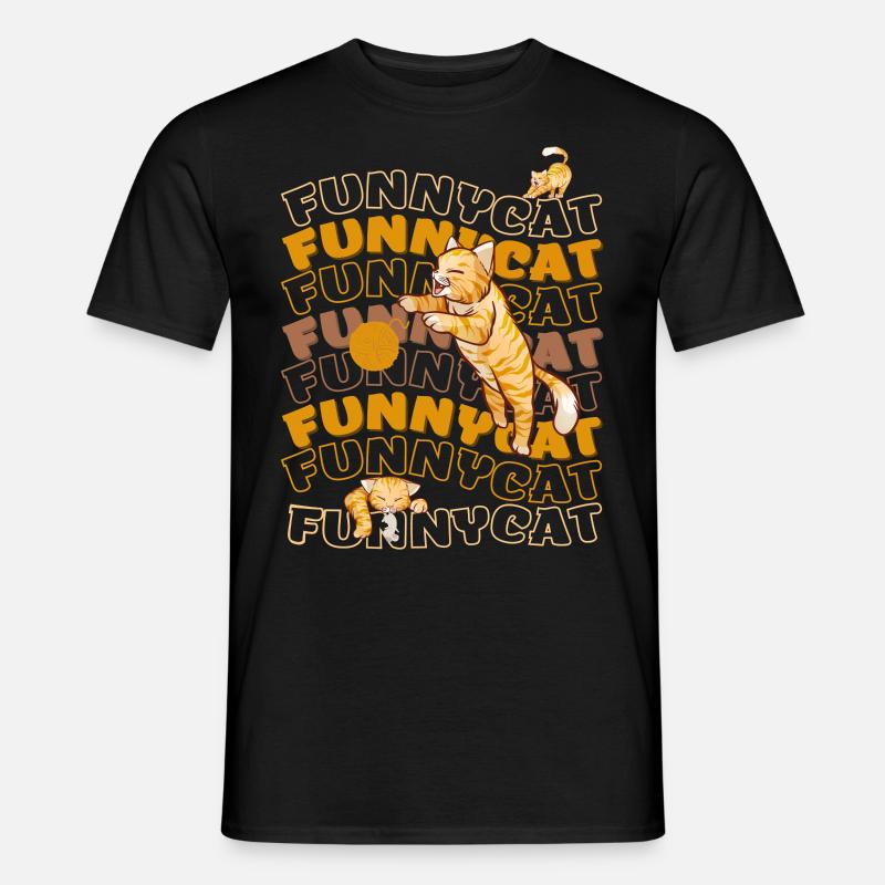 Funny Cat b - Männer T-Shirt - Schwarz