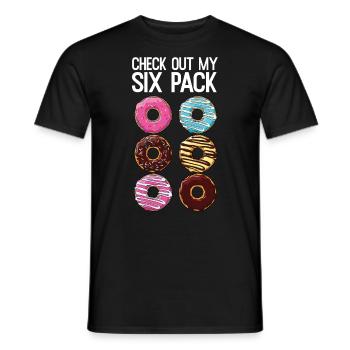 Check Out My Six Pack Funny Donut Lover Dad BOD - Men's T-Shirt - black - Front - AI Model Male 178 light (178cm)