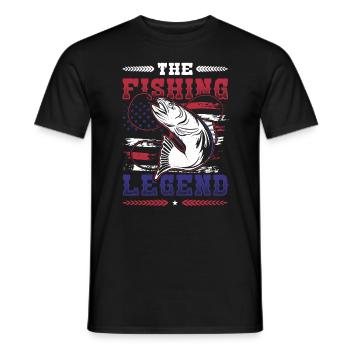 The Fishing Legend, Angler, American Flag - Men's T-Shirt - black - Front - AI Model Male 178 light (178cm)