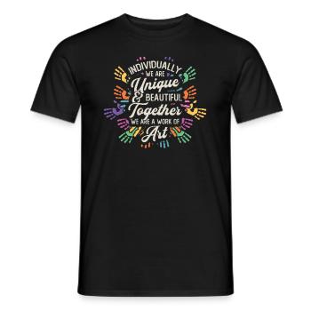 Ensemble, nous sommes une œuvre d’art, enseignante préscolaire - T-shirt homme - noir - Devant - AI Model Male 178 light (178cm)