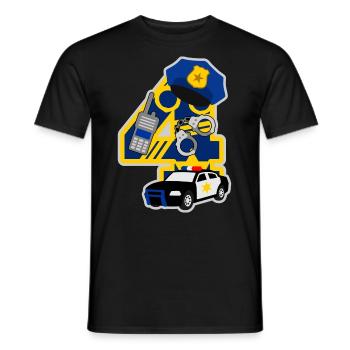 Police 4th birthday party number 4 - 4 years - Men's T-Shirt - black - Front - AI Model Male 178 light (178cm)