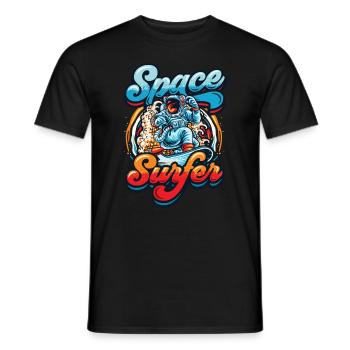 Space surfer astronaut - Men's T-Shirt - black - Front - AI Model Male 178 light (178cm)
