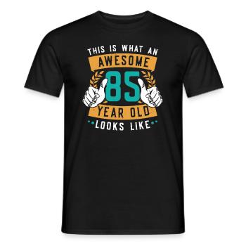 This is what an awesome 85-year-old looks like. - Men's T-Shirt - black - Front - AI Model Male 178 light (178cm)
