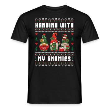 Hanging With My Gnomies Funny Gnome Ugly - Men's T-Shirt - black - Front - AI Model Male 178 light (178cm)