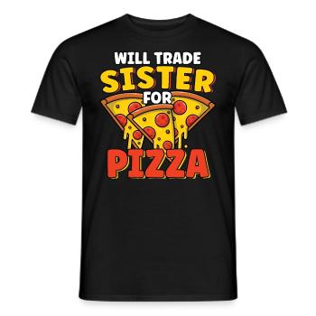 Échangera sa sœur contre un amateur de pizza drôle de frère - T-shirt homme - noir - Devant - AI Model Male 178 light (178cm)