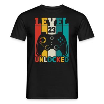 23 Jahre 23. Geburtstag Level freigeschaltet Gamin - Männer T-Shirt - Schwarz - Vorne - AI Model Male 178 light (178cm)
