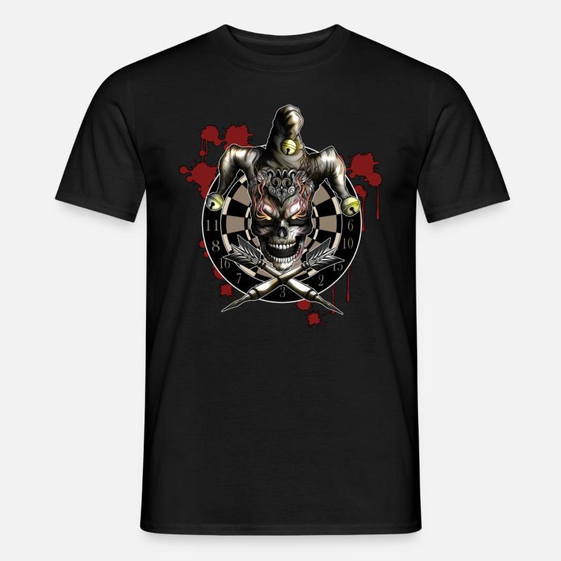 Dartboard Skeleton Flames Darts Player Cadeau - T-shirt homme - noir