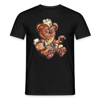 Stuffed Toy Teddy Bear Teddy with Knife Halloween - Men's T-Shirt - black - Front - AI Model Male 178 light (178cm)