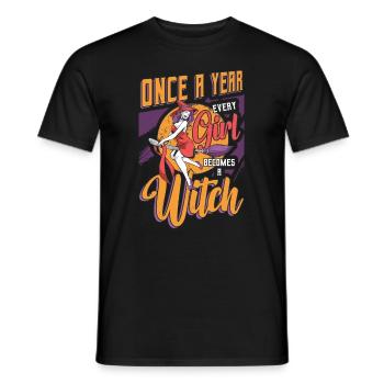 Une fois par an, chaque fille devient Halloween - T-shirt homme - noir - Devant - AI Model Male 178 light (178cm)