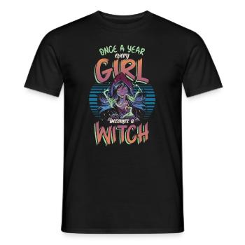 Une fois par an, chaque fille devient Halloween - T-shirt homme - noir - Devant - AI Model Male 178 light (178cm)