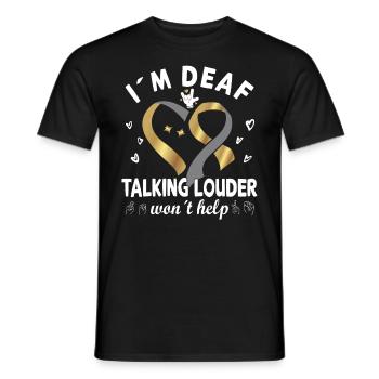 Troubles auditifs Langage de procréation sourd - T-shirt homme - noir - Devant - AI Model Male 178 light (178cm)
