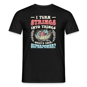 Strings Into Things, Stricken Und Häkeln - Männer T-Shirt - Schwarz - Vorne - AI Model Male 178 light (178cm)
