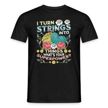 Strings Into Things, Stricken Und Häkeln - Männer T-Shirt - Schwarz - Vorne - AI Model Male 178 light (178cm)