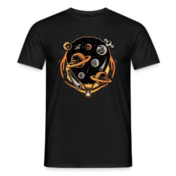 Hot Air Balloon in Space - Men's T-Shirt - black - Front - AI Model Male 178 light (178cm)