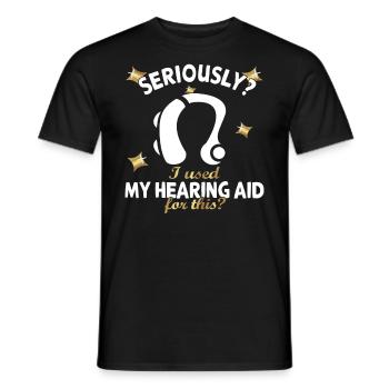 Troubles auditifs Langage de procréation sourd - T-shirt homme - noir - Devant - AI Model Male 178 light (178cm)