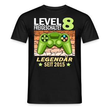 8. Geburtstag Gamer zocken Geburtstjahr 2015 - Männer T-Shirt - Schwarz - Vorne - AI Model Male 178 light (178cm)
