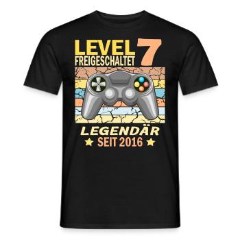 7. Geburtstag Gamer zocken Geburtstjahr 2016 - Männer T-Shirt - Schwarz - Vorne - AI Model Male 178 light (178cm)