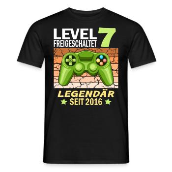 7. Geburtstag Gamer zocken Geburtstjahr 2016 - Männer T-Shirt - Schwarz - Vorne - AI Model Male 178 light (178cm)