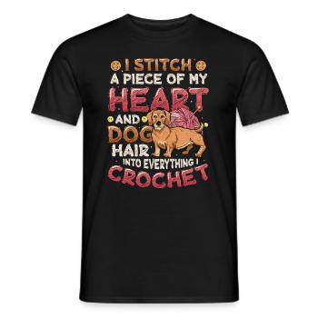 Stitch A Piece Of My Heart And Dog Hair Dog Mom - Men's T-Shirt - black - Front - AI Model Male 178 light (178cm)