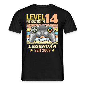 14. Geburtstag Gamer zocken Geburtstjahr 2009 - Männer T-Shirt - Schwarz - Vorne - AI Model Male 178 light (178cm)