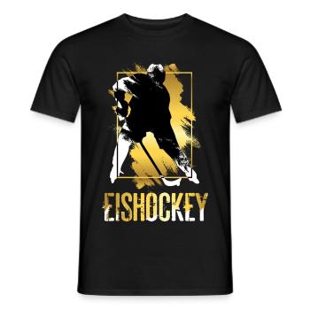 Eishockey Eishockeyspieler Spieler Gold Splash - Männer T-Shirt - Schwarz - Vorne - AI Model Male 178 light (178cm)