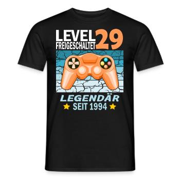 29. Geburtstag Gamer zocken Geburtstjahr 1994 - Männer T-Shirt - Schwarz - Vorne - AI Model Male 178 light (178cm)