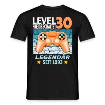 30. Geburtstag Gamer zocken Geburtstjahr 1993 - Männer T-Shirt - Schwarz - Vorne - AI Model Male 178 light (178cm)