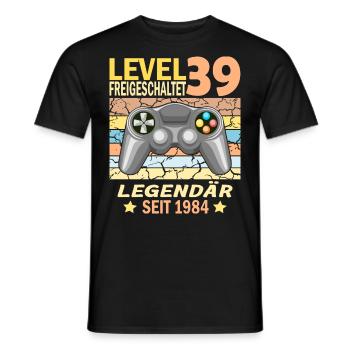 39. Geburtstag Gamer zocken Geburtstjahr 1984 - Männer T-Shirt - Schwarz - Vorne - AI Model Male 178 light (178cm)