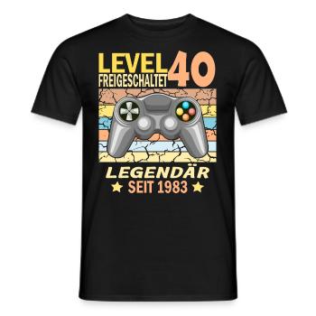 40. Geburtstag Gamer zocken Geburtstjahr 1983 - Männer T-Shirt - Schwarz - Vorne - AI Model Male 178 light (178cm)