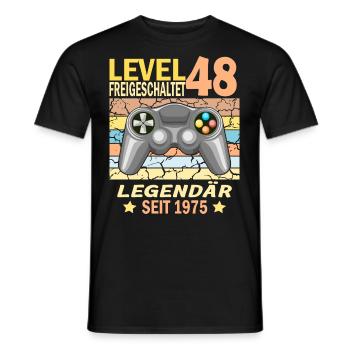 48. Geburtstag Gamer zocken Geburtstjahr 1975 - Männer T-Shirt - Schwarz - Vorne - AI Model Male 178 light (178cm)