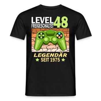 48. Geburtstag Gamer zocken Geburtstjahr 1975 - Männer T-Shirt - Schwarz - Vorne - AI Model Male 178 light (178cm)