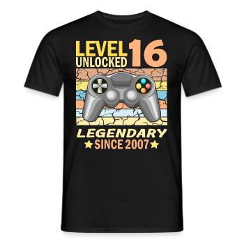 16. Geburtstag Gamer zocken Geburtstjahr 2007 - Männer T-Shirt - Schwarz - Vorne - AI Model Male 178 light (178cm)