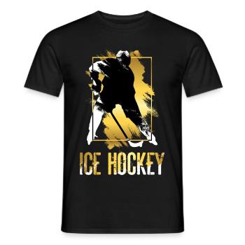 Eishockey Eishockeyspieler Spieler Gold Splash - Männer T-Shirt - Schwarz - Vorne - AI Model Male 178 light (178cm)