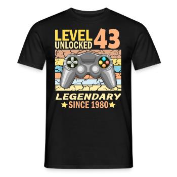 43. Geburtstag Gamer zocken Geburtstjahr 1980 - Männer T-Shirt - Schwarz - Vorne - AI Model Male 178 light (178cm)