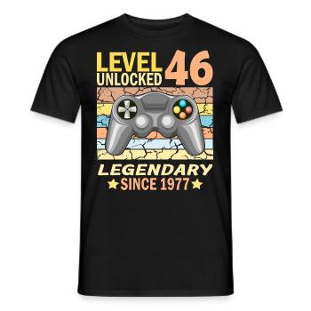 46. Geburtstag Gamer zocken Geburtstjahr 1977 - Männer T-Shirt - Schwarz - Vorne - AI Model Male 178 light (178cm)