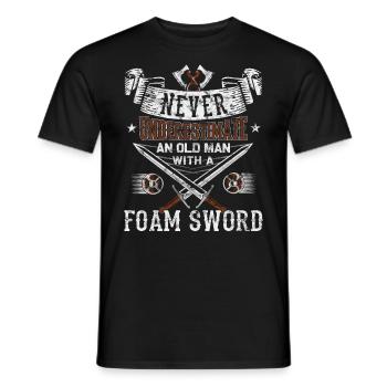 Funny Larp Sword Fighting Role-playing Game - Men's T-Shirt - black - Front - AI Model Male 178 light (178cm)