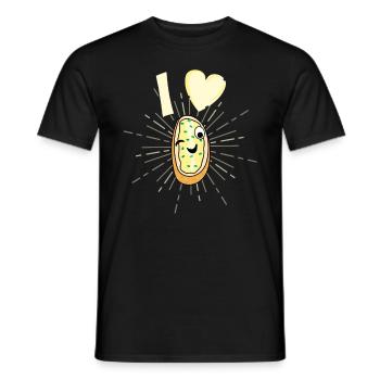 Funny Garlic Bread Heart Design - Men's T-Shirt - black - Front - AI Model Male 178 light (178cm)
