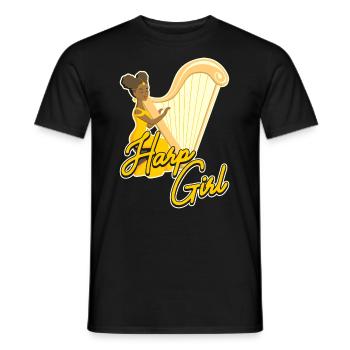 Harp Girl Harfe - Men's T-Shirt - black - Front - AI Model Male 178 light (178cm)