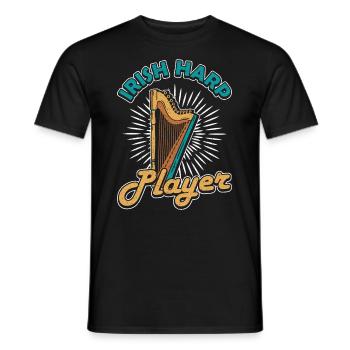 Irish Harp Player Harfe - Men's T-Shirt - black - Front - AI Model Male 178 light (178cm)