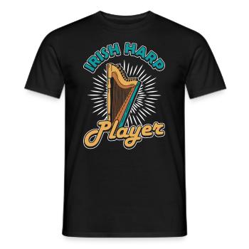 Irish Harp Player Harfe - Men's T-Shirt - black - Front - AI Model Male 178 light (178cm)