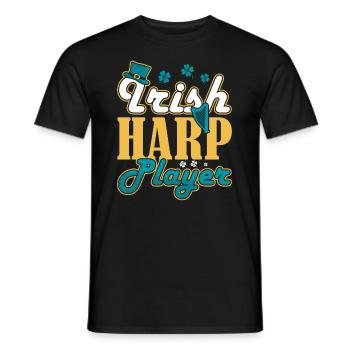 Irish Harp Player Harfe - Men's T-Shirt - black - Front - AI Model Male 178 light (178cm)